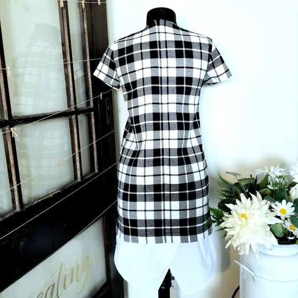ZARA | Trendy Black & White Plaid Layered Dress - Picture 4 of 8
